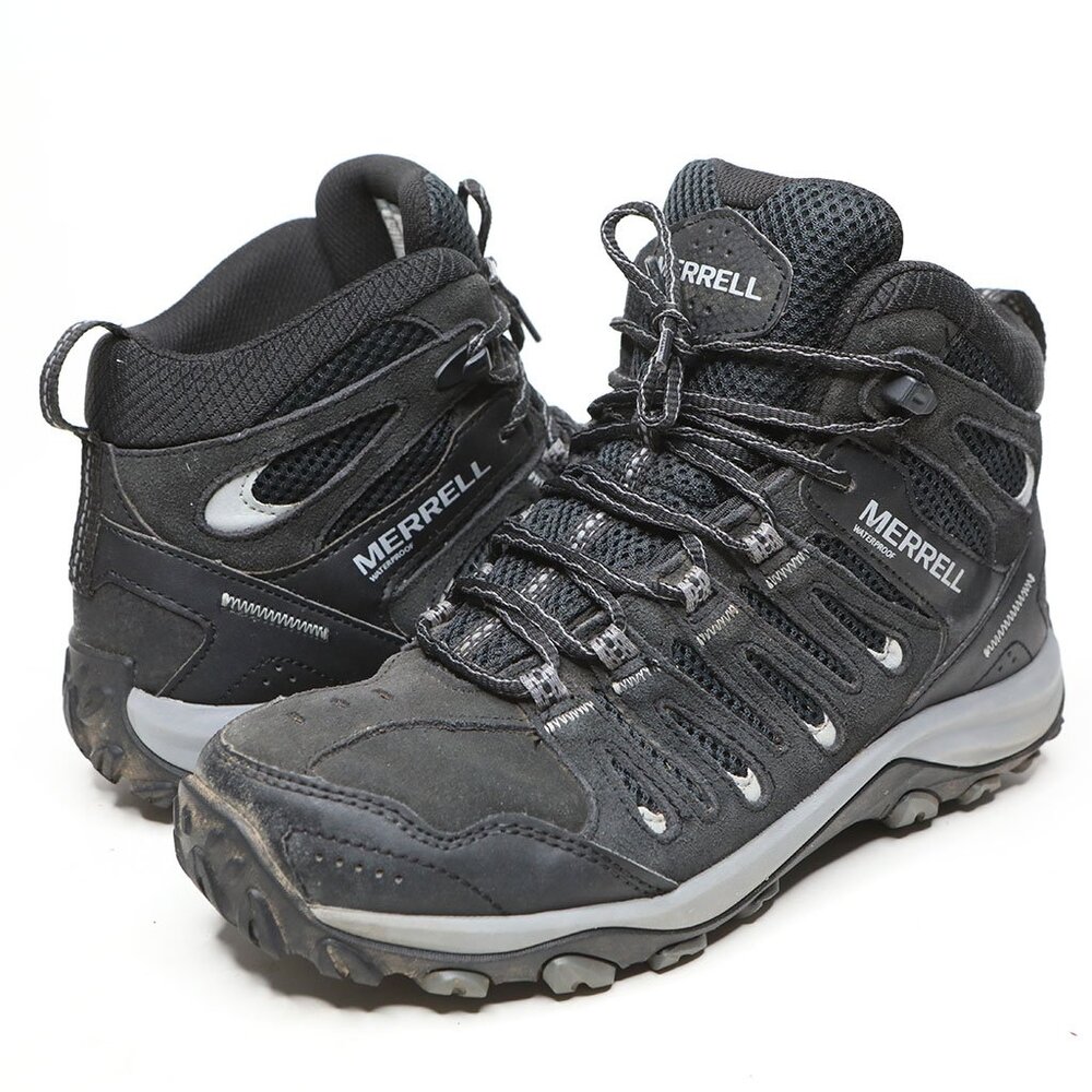 Merrell Men's Crosslander 3 Mid Hiking Shoes Black Suede Outdoor Boots sz 8
